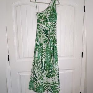 AURA - One Shoulder Maxi Dress Green with Palm print - Size M